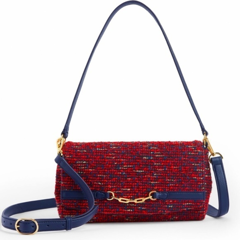 Talbots TWEED IN RED/NAVY/SILVER Shoulder Bag